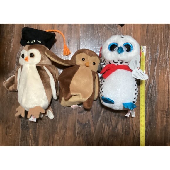 Penguin Ty Beanie Baby Plush Lot 2 Vtg-1995/1998 Plus1 Modern 2018 Nestor Owl - Picture 10 of 14
